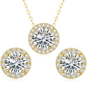 Moissanite Necklace and Earrings Set for Women