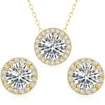 Moissanite Necklace and Earrings Set for Women
