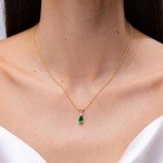 Emerald Teardrop Pendant Necklace with Diamond
