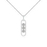 Natural Diamond Three Stone Pendant Necklace for Women