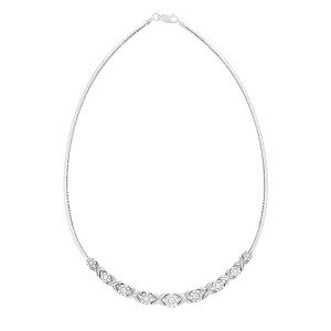 Classy Sterling Silver 2.00 ct Diamond 'XO' Necklace
