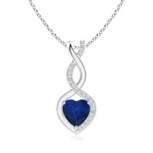 Sapphire Infinity Heart Pendant Necklace with Diamonds