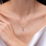 Swiss Blue Topaz Teardrop Pendant Necklace for Women