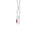 Ruby Heart Pendant Necklace with Diamonds in Silver