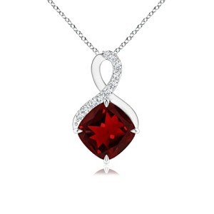 Garnet Infinity Pendant Necklace with Diamonds