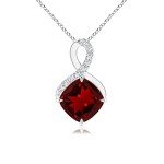 Garnet Infinity Pendant Necklace with Diamonds