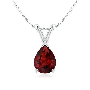 Natural Garnet Solitaire Pendant Necklace for Women