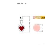 Ruby Heart Pendant Necklace with Diamonds in Silver