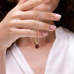 Natural Garnet Solitaire Pendant Necklace for Women