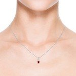 Ruby Heart Pendant Necklace with Diamonds in Silver