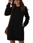 Black Long Sleeve Crewneck Sweatshirt Dress for Women