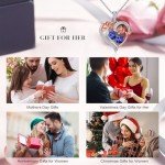 Personalized Rose Heart Birthstone Necklace for Women