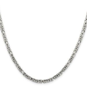 Elegant 925 Sterling Silver Byzantine Chain Necklace
