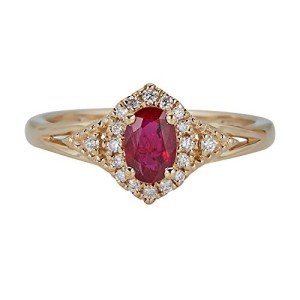 Elegant 10K Yellow Gold Ruby Diamond Engagement Ring