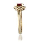Elegant 10K Yellow Gold Ruby Diamond Engagement Ring