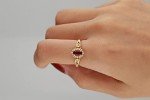 Elegant 10K Yellow Gold Ruby Diamond Engagement Ring