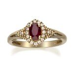 Elegant 10K Yellow Gold Ruby Diamond Engagement Ring