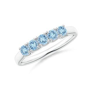 Aquamarine Half Eternity Wedding Ring in White Gold