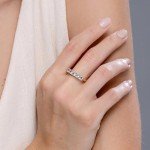 Aquamarine Half Eternity Wedding Ring in White Gold