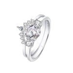 Elegant 18K Gold and Silver Women's Engagement Ring Set