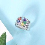Personalized Gold Heart Name Ring with Birthstones