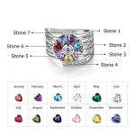 Personalized Gold Heart Name Ring with Birthstones