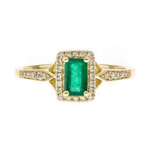 Emerald and Diamond Engagement Ring in 10K Gold