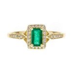 Emerald and Diamond Engagement Ring in 10K Gold