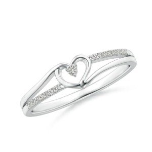 Platinum Heart Promise Ring with Natural Diamonds