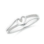 Platinum Heart Promise Ring with Natural Diamonds