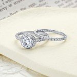 14K White Gold Moissanite Bridal Engagement Ring Set