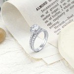 14K White Gold Moissanite Bridal Engagement Ring Set