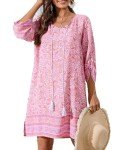 Hotouch Women's Boho Beach Maxi Dress - Pink XXL