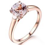Morganite Gemstone 14K Rose Gold Wedding Rings