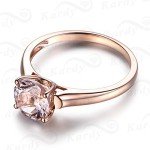 Morganite Gemstone 14K Rose Gold Wedding Rings