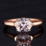 Morganite Gemstone 14K Rose Gold Wedding Rings