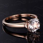 Morganite Gemstone 14K Rose Gold Wedding Rings