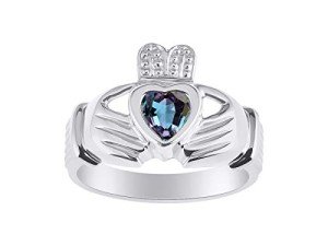 14K White Gold Claddagh Heart Ring for Women