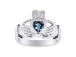 14K White Gold Claddagh Heart Ring for Women
