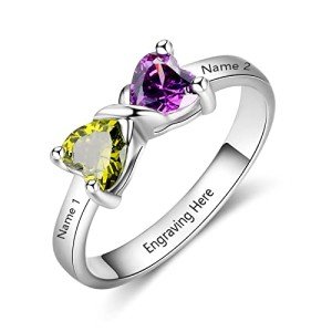 Personalized 18k Gold Infinity Birthstone Ring for Her