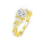 Customizable Moissanite Flower Name Ring in Gold
