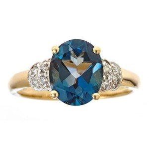 Elegant 14K Yellow Gold London Blue Topaz Ring