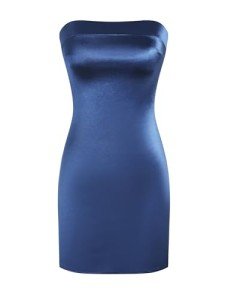 ZAFUL Women Tube Satin Mini Dress Bodycon Backless Silk Wedding Guest Cocktail Dresses, Navy Blue, Large