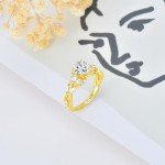 Customizable Moissanite Flower Name Ring in Gold