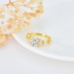 Customizable Moissanite Flower Name Ring in Gold