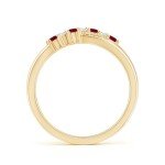 Ruby and Diamond Crossover Ring in Yellow Gold