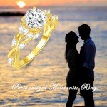 Customizable Moissanite Flower Name Ring in Gold