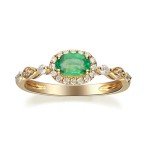Elegant 14K Gold Emerald and Diamond Engagement Ring