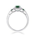 Elegant 14K White Gold Emerald Diamond Engagement Ring