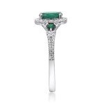 Elegant 14K White Gold Emerald Diamond Engagement Ring